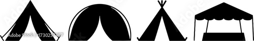 Stylized Tents Set for Camping and Outdoor Activities