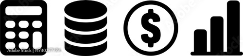 Finances representing calculator coins dollar growth chart