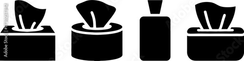 Household Tissue Boxes Dispenser and Liquid Soap Bottle Silhouettes for Bathroom Essentials and Hygiene