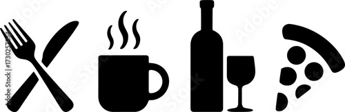 Dinings Fork Knife Coffee Wine Pizza Vector Design