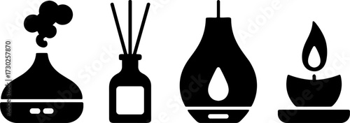 Aromatherapy Diffuser Essential Oil Candle and Reed Diffuser Silhouette Set for Relaxation and Wellness