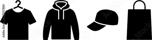 Illustration of Clothing Essentials with T-Shirt Hoodie Cap and Bag