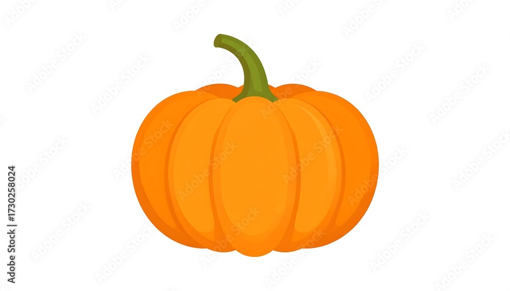 Obraz premium A vibrant, bright orange pumpkin is depicted against a plain white background.