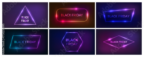Black Friday inscription in neon frame