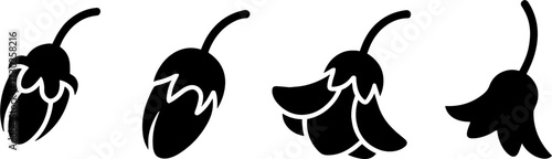 Floral Growth Stages Black Silhouette Vector Design for Tattoos