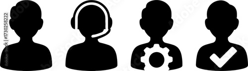 Customer Service Support Teams Headset Gear Checkmark Representation for Business Use