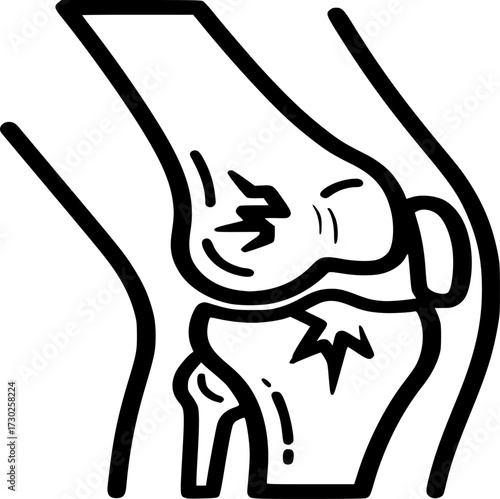 broken bone icon solid and line vector. knee joint pain, bone x-ray illustration
