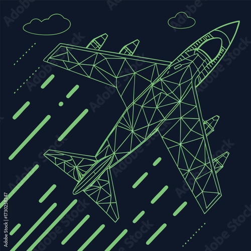 Dynamic fighter jet illustration perfect for aviation promotions military themes or futuristic advertising campaigns showcasing aerial power and advanced technology in a bold graphic style