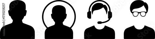 User Profiles Set Male Avatar Headset Support Operator and Glasses Digital Vector
