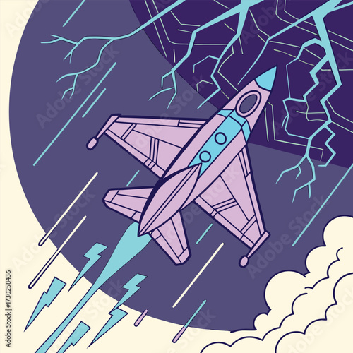 Sleek futuristic fighter jet design with glowing luminescent accents perfect for sci fi military or advanced technology concepts rendered in vibrant cmyk colors
