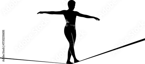 Silhouette of a Balancer Walking on a Tightrope for Inspired Designs