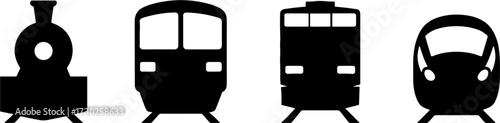 Train Silhouettes Evolution from Steam Locomotive to Modern High Speed Train Vector Design for Transport Projects