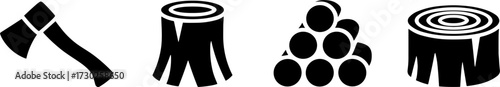 Woodworkings Featuring Axe Logs Stumps and Timber Piles