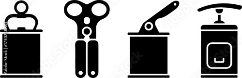 Silhouettes of Various Kitchen Tools for Creative Design