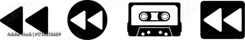 Retro Cassette Players featuring Rewind Symbols and Design Elements