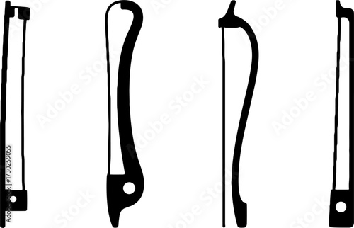Black Silhouettes of Different Hand Saws and Bow Saws Ideal for Tool Catalogs and Design Projects