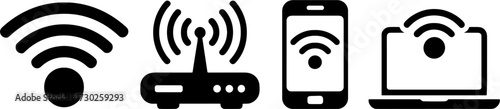 Wifi Signal Router Smartphone Laptop Wireless Connections for Internet Technology Design