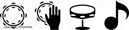 Tambourine Hand Playing and Musical Note Vector for Music Design and Learning