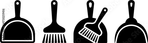 Cleaning Tools Set Including Dustpan and Brush Vector Design