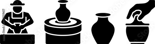 Pottery Making Process With Potter Wheel Clay Vase Crafting and Hand Shaping Techniques Illustration