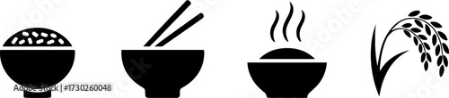 Rice Bowl Set Featuring Rice Bowl Steaming Bowl and Rice Grain