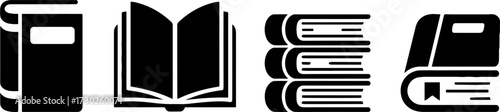 Books Set Closed Open Stack Reading Education Knowledge Design Illustration