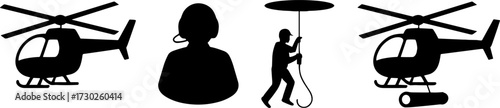 Helicopter Rescue Operation Silhouette Graphic for Emergency Services