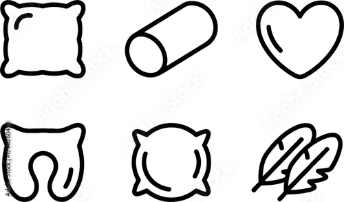 Pillow and Feather Line Art Collection for Home Decor or Crafts