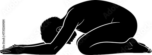 Silhouette of Person in Prayer Pose Relaxation and Meditation Art