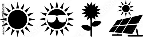 Suns Featuring Sunglasses Flower and Solar Panels Design