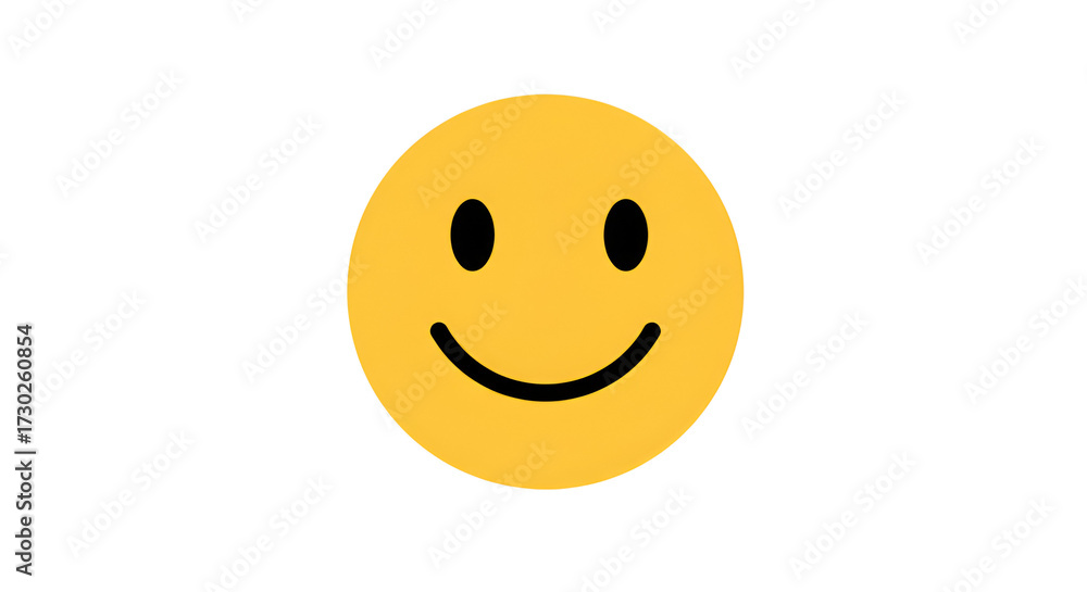 Fototapeta premium A simple cheerful yellow smiley face illustration on a white background