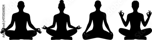 Silhouette Yoga Poses Meditation Figures for Wellness and Relaxation