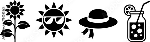 Summer Sunflower Sun Wearing Sunglasses Sunhat and Refreshing Citrus Drink Vectors for Seasonal Designs