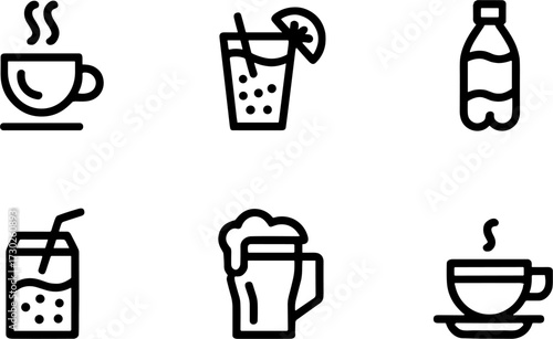 Beverages Set for Menu Design and Graphic Projects