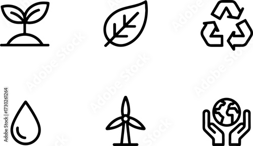 Eco-Friendlys Set Featuring Leaves Water Recycle and Earth