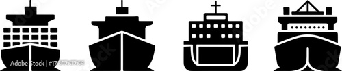 Stylized Vectors of Cargo Ships and Cruise Vessels Collection