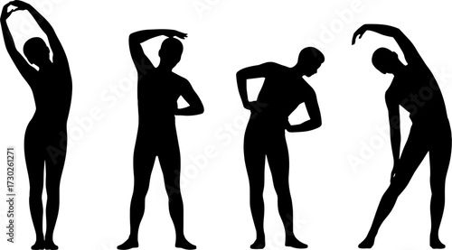 Dynamic Silhouette Poses for Stretching and Wellness Illustrations