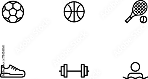Sports Equipment and Activities Set for Fitness and Recreation
