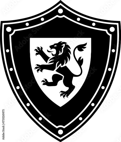 Lion Crest Shield Design for Medieval Themes and Heraldry Projects