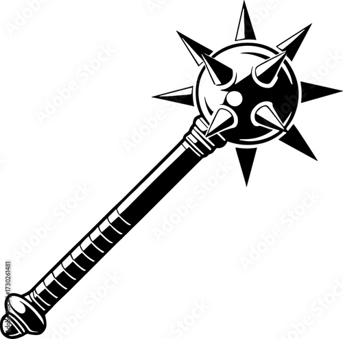 Detailed Spiked Mace Design for Fantasy Illustrations and Crafts