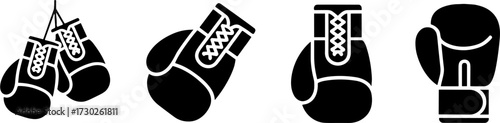 Boxing Gloves Vectors Set Different Angles and Hanging Style for Sports Design