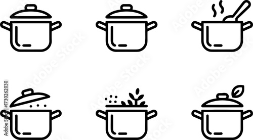 Cooking Potss Set for Recipes Kitchen Design and Education
