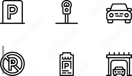 Parkings Set Including Meter Car Garage No Parking Symbols