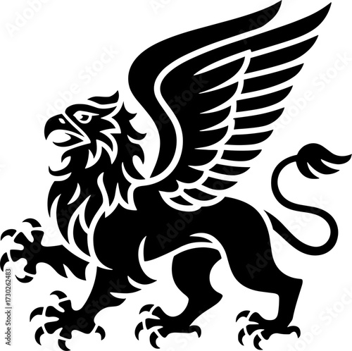 Majestic Winged Griffin Design for Tattoos and Illustrations