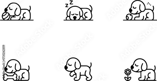 Cute Playful Puppy Illustrations for Kids Activities and Designs