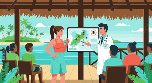 Tropical health seminar illustrating mosquito borne disease awareness for prevention