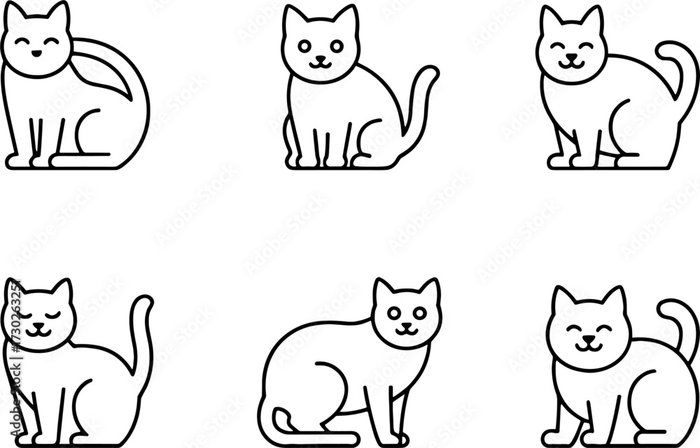 Fototapeta premium Cute Playful Cat Illustrations for Coloring and Design Projects