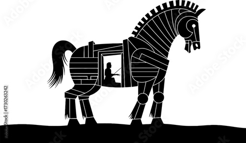 Trojan Horse Silhouette Design for Creative Projects and Tattoos