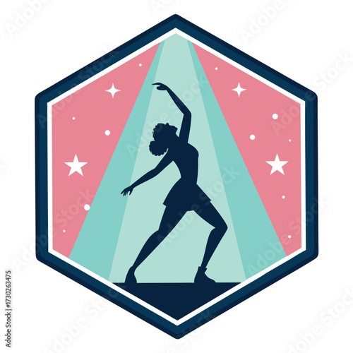 A dark silhouette of a dancer in the spotlight on a stage.
