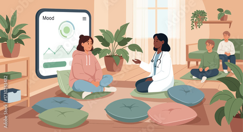 Innovative mental health treatment approach in a supportive group therapy session